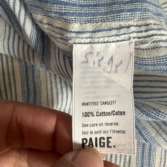 Paige Women's Light Weight Gauze Cotton Blue and White  Plaid Button Down  - XS - Picture 9 of 10